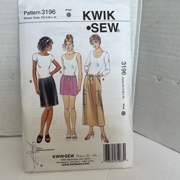 Kwik Sew Sewing Pattern 3196 Misses Skirts XS to XL Mini Knee Midi Lengths - Picture 2 of 4